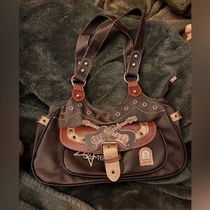 Black and Red Y2K Rockstar Purse with Guitar Design